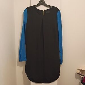 Mossimo Shirt Dress ✨ Black With Blue Sleeves ✨ gold Zipper ✨ Medium